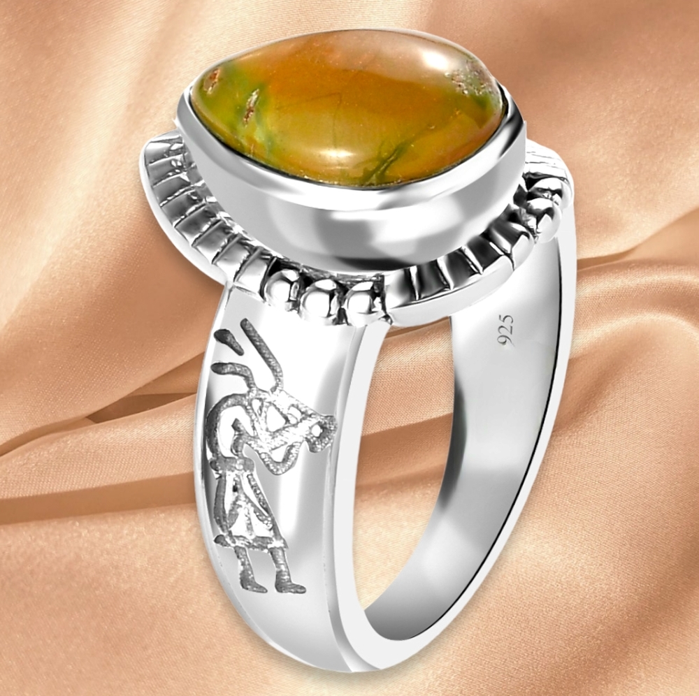 NWT ARTISAN CRAFTED NATURAL SONORAN GOLD TURQUOISE STERLING SILVER RING SZ 9.0
